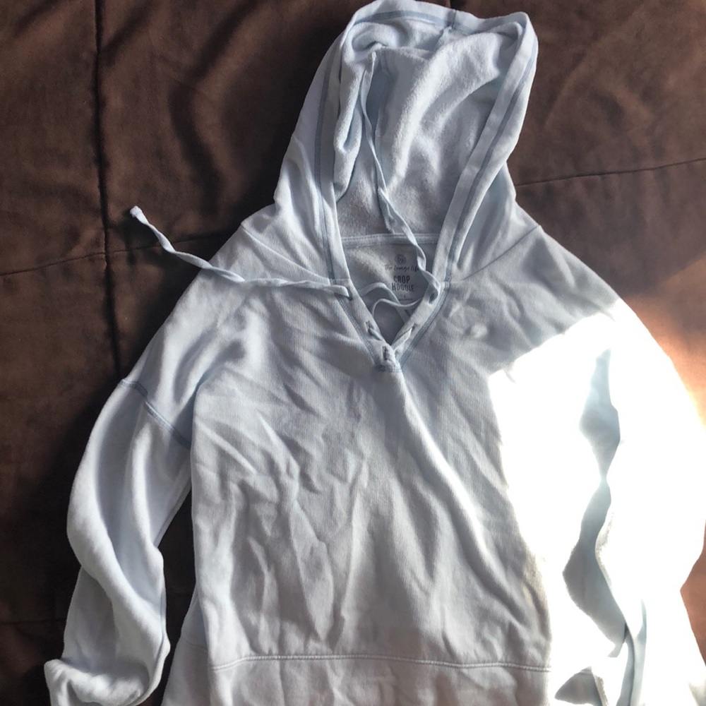 light blue cropped hoodie